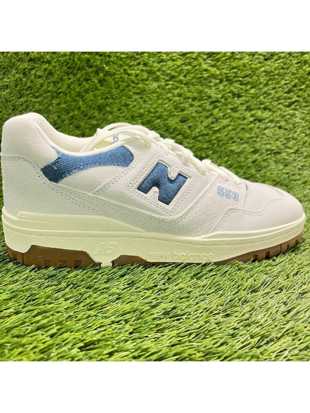 New Balance 550 Womens Size 9.5 Mens 8 Cream Blue Athletic Shoes Sneakers